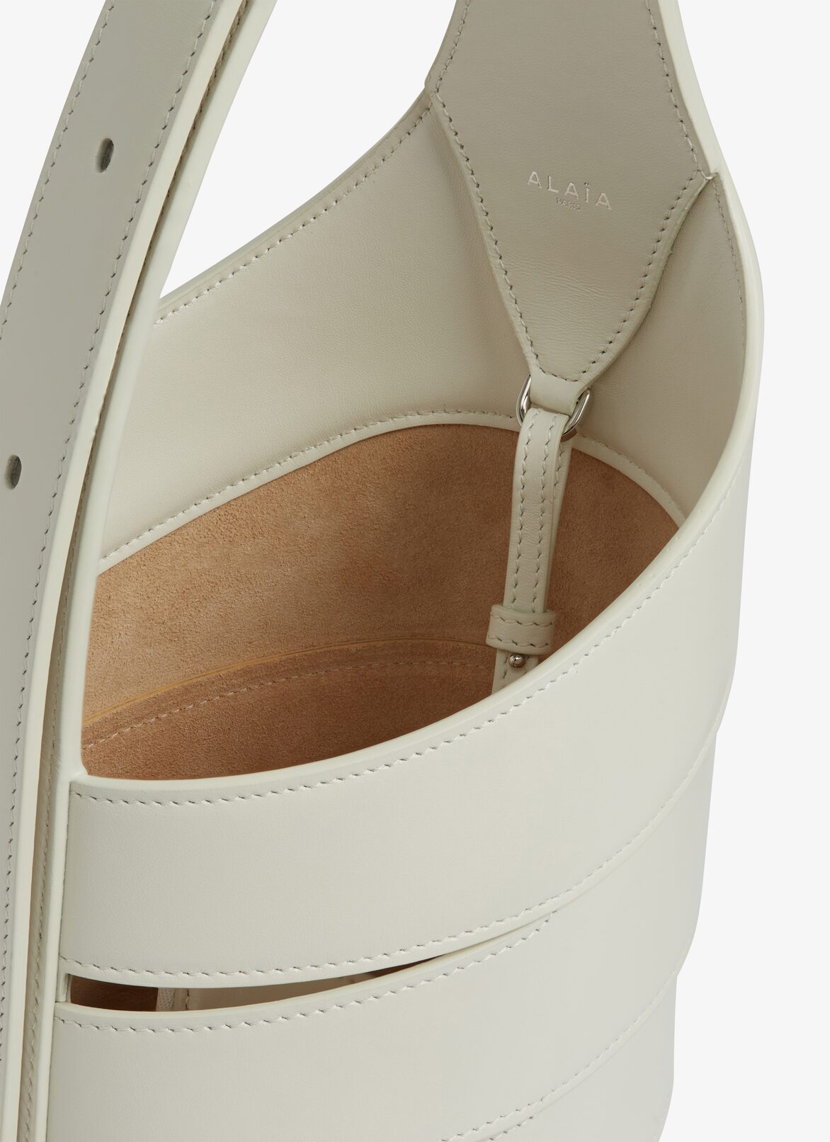 BABEL SMALL BAG IN GLOSSY SMOOTH CALFSKIN ALAÏA WHITE BABEL SMALL BAG IN GLOSSY SMOOTH CALFSKIN